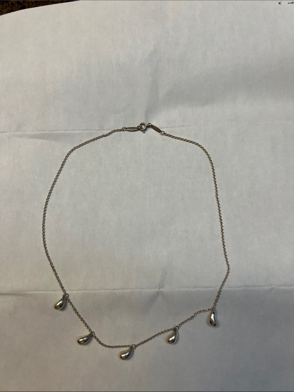 Tiffany & Co.  Elsa Peretti Sterling Necklace with Five Drops. Authentic. EUC